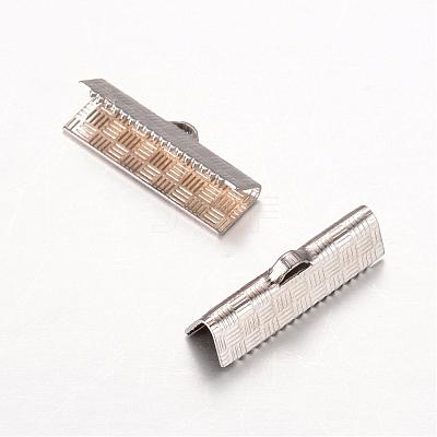 Tarnish Resistant Rectangle 304 Stainless Steel Ribbon Crimp Ends STAS-L183-06-1
