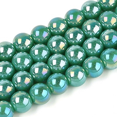 Electroplate Opaque Glass Beads Strands GLAA-T032-P8mm-AB12A-1