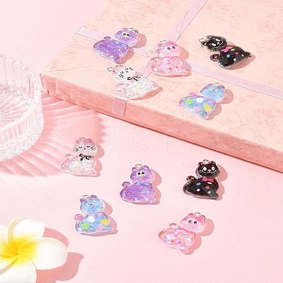 10Pcs 5 Styles Transparent Resin Pendants RESI-FS0001-92-1