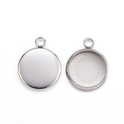 Non-Tarnish 304 Stainless Steel Pendant Cabochon Settings X-STAS-G127-13-10mm-P-1