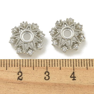 Rack Plating Brass Micro Pave Clear Cubic Zirconia Bead Caps KK-K386-09B-P-1