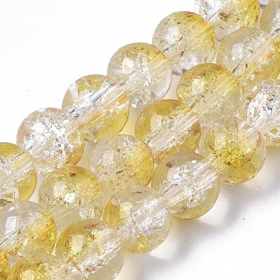 Transparent Spray Painted Crackle Glass Bead Strands GLAA-N035-03C-A08-1
