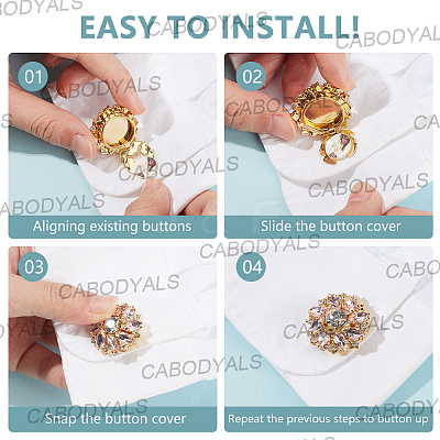 8Pcs Flower Brass & Glass Rhinestone Cufflinks FIND-CY0002-40-1