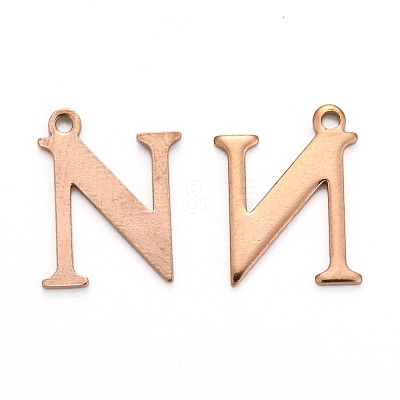 Ion Plating(IP) 304 Stainless Steel Alphabet Charms STAS-H122-N-RG-1