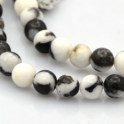 Round Natural Zebra Jasper Gemstone Beads Strands G-N0120-31-6mm-1