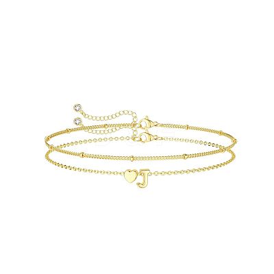 2Pcs 2 Styles Brass Beaded Bracelets & Satellite Chains Bracelets for Women FS-WG4A116-09-1