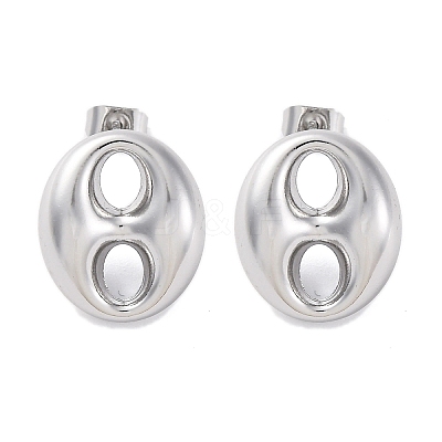 Oval 304 Stainless Steel Stud Earrings EJEW-A125-79A-P-1