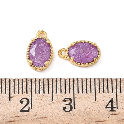 Brass Crushed Ice Cut Cubic Zirconia Pendants KK-D024-24E-G-1