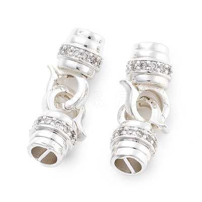 Brass Micro Pave Clear Cubic Zirconia Fold Over Clasps KK-B125-14S-1