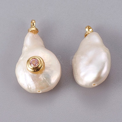 Natural Cultured Freshwater Pearl Pendants PEAR-F008-31G-03-1