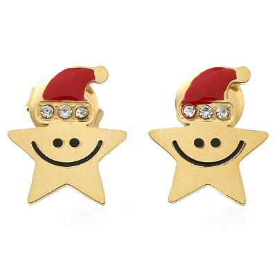 304 Stainless Steel Enamel Stud Earrings EJEW-I316-02G-1