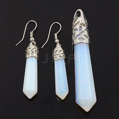 Bullet Opalite Jewelry Sets Earrings and Pointed Pendants SJEW-D023-01-1
