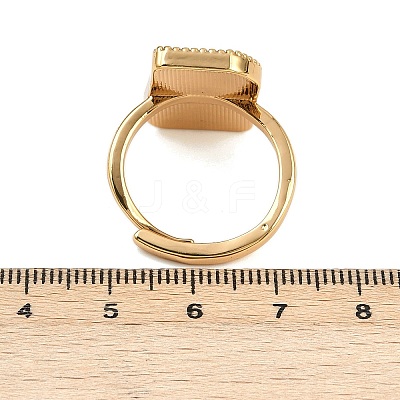 Rectangle Brass Adjustable Ring Components KK-Z122-20G-1