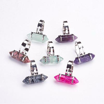 Natural Mixed Stone Finger Rings RJEW-P120-A-1