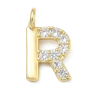 Brass Micro Pave Clear Cubic Zirconia Pendants KK-I476-01G-R-1