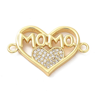 Brass Micro Pave Clear Cubic Zirconia Mama Connector Charms FIND-Z041-12A-1