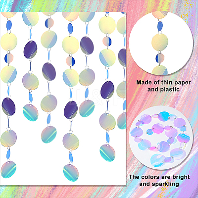 Irridescent PVC Glitter Circle Dots Garland LS-HJEW-WH0036-37-1