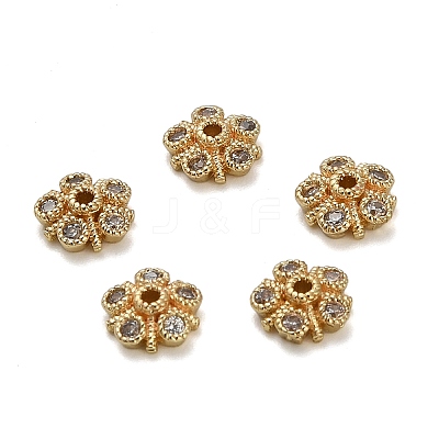 Brass Micro Pave Clear Cubic Zirconia Bead Caps KK-A276-07G-1