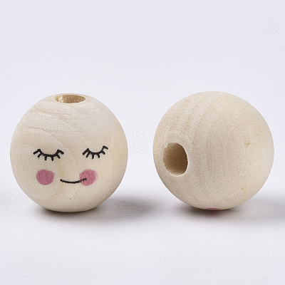 Natural Wood European Beads X-WOOD-S055-17-1