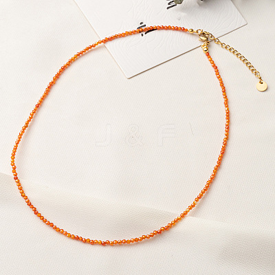 Orange Cubic Zirconia Faceted Round Beaded Necklaces GJ4349-2-1