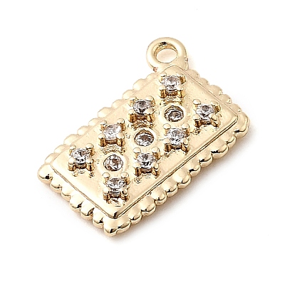 Brass Micro Pave Cubic Zirconia Charms KK-P337-03E-G-1