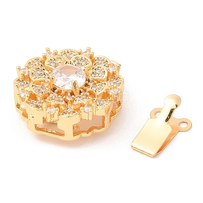 Brass Micro Pave Clear Cubic Zirconia Box Clasps KK-E052-01D-G01-1