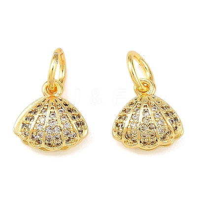 Brass Micro Pave Clear Cubic Zirconia Charms KK-C142-05G-1