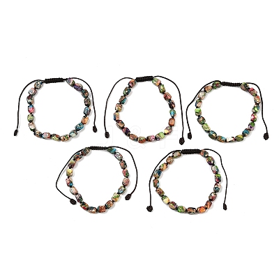 Dyed Natural Imperial Jasper Beads Braided Bead Bracelets for Men Women BJEW-D360-01C-1