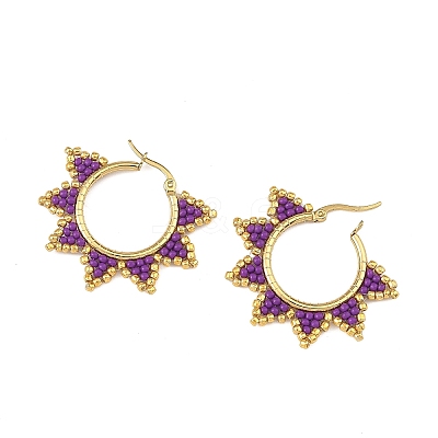 Glass Beaded Hoop Earrings EJEW-MZ00750-02-1