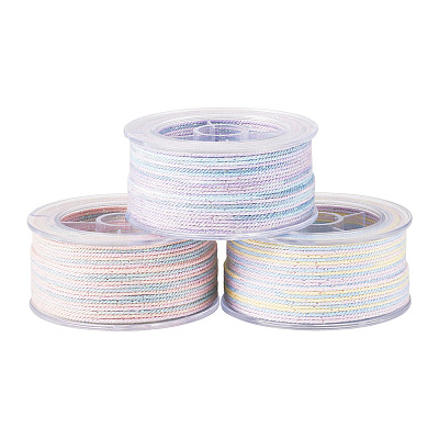 3 Roll 3 Colors Segment Dyed Cotton & Metallic String Threads OCOR-TA0004-12-1