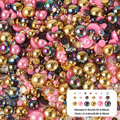 Half Round ABS Plastic Cabochons FIND-TAC0038-08C-1