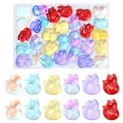 30Pcs 6 Colors Transparent Spray Painted Glass Pendants GLAA-FS0001-28-1
