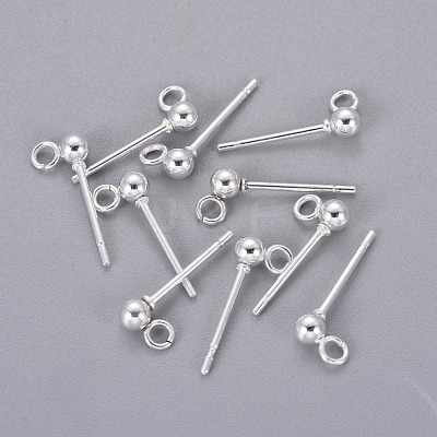 304 Stainless Steel Ball Stud Earrings Findings STAS-P227-17S-1