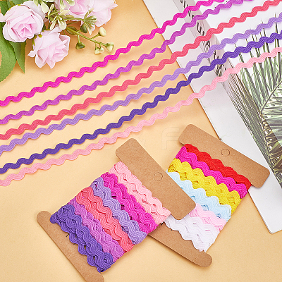 4 Cards 2 Styles Polyester Wavy Fringe Trim Ribbon DIY-GF0009-48F-1