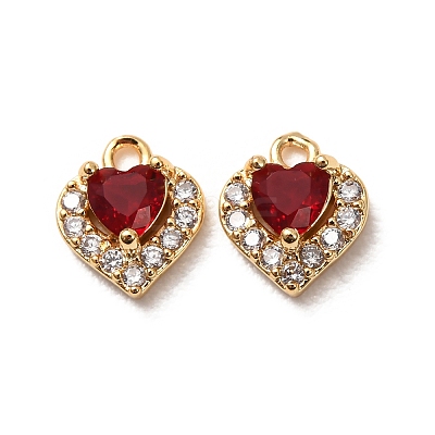 Valentine's Day Brass Micro Pave Cubic Zirconia Charms CU-K002-38G-C-1