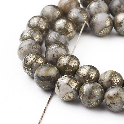 Natural Pyrite Beads Strands G-G839-01-10mm-1