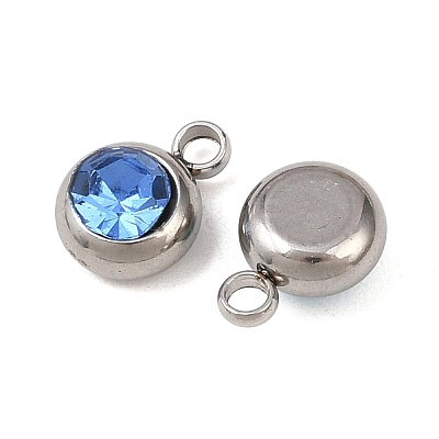 Birthstone 201 Stainless Steel Rhinestone Charms STAS-G368-01P-1
