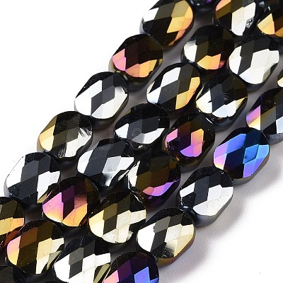 Faceted Electroplated Opaque Glass Beads Strands GLAA-G092-B05-1