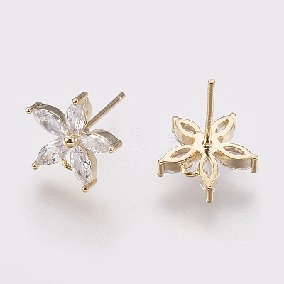 Brass Cubic Zirconia Ear Stud Findings X-KK-S336-29G-1