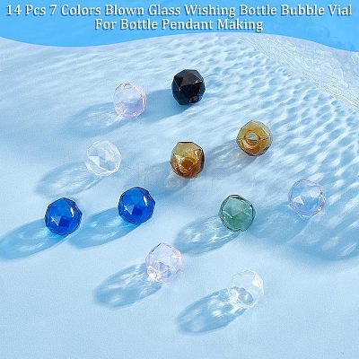 14Pcs 7 Colors Blown Glass Wishing Bottle Bubble Vial GLAA-NB0001-45-1