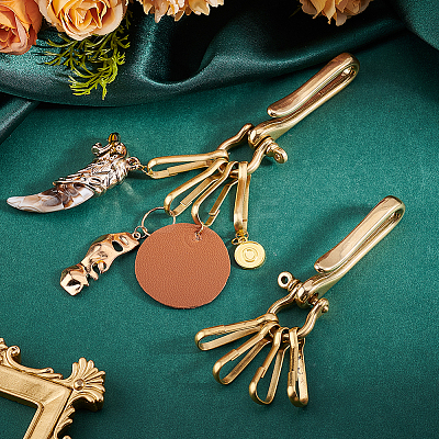 2Pcs Brass Heavy Duty Keychains with 4Pcs Snap Clasps FIND-PH0020-96-1