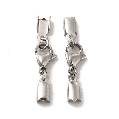 304 Stainless Steel Lobster Claw Clasps with Cord Ends X-STAS-H179-02P-1