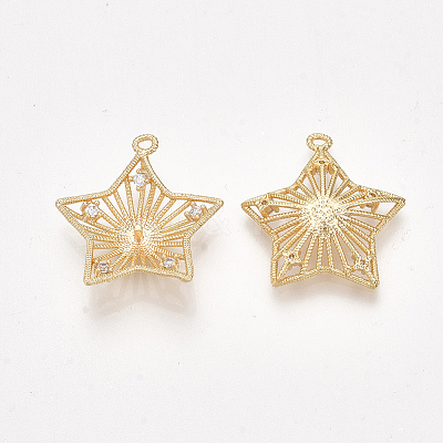 Brass Cubic Zirconia Peg Bails Pendants X-KK-S350-335-1
