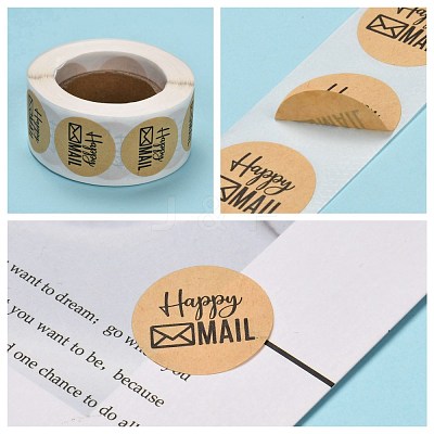 Self-Adhesive Kraft Paper Gift Tag Stickers DIY-G013-A18-1