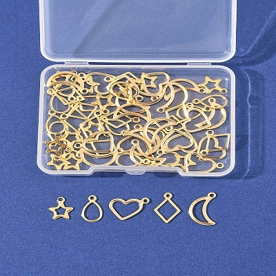 60Pcs 5 Styles 304 Stainless Steel Charms STAS-FS0001-87-1