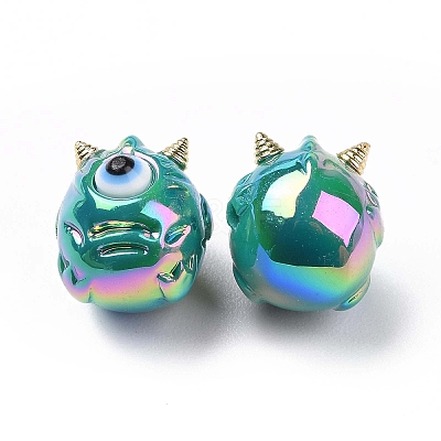 UV Plating Rainbow Iridescent Acrylic Beads OACR-A018-03E-1