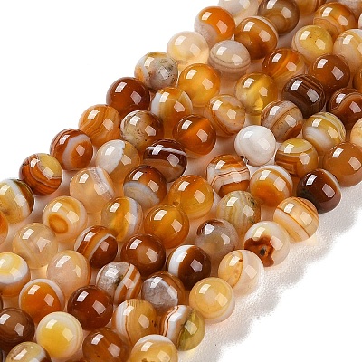 Natural Striped Agate/Banded Agate Beads Strands G-Z060-A01-A09-1