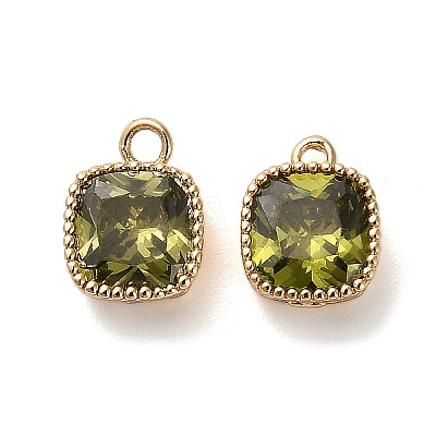 Brass Micro Pave Clear Cubic Zirconia Charms KK-B110-01G-02-1