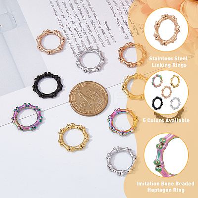 10Pcs 5 Colors 304 Stainless Steel Linking Rings STAS-DC0013-02-1