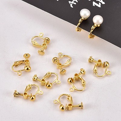 Brass Clip-on Earring Findingsfor non-pierced Ears X-EC143-NFG-1
